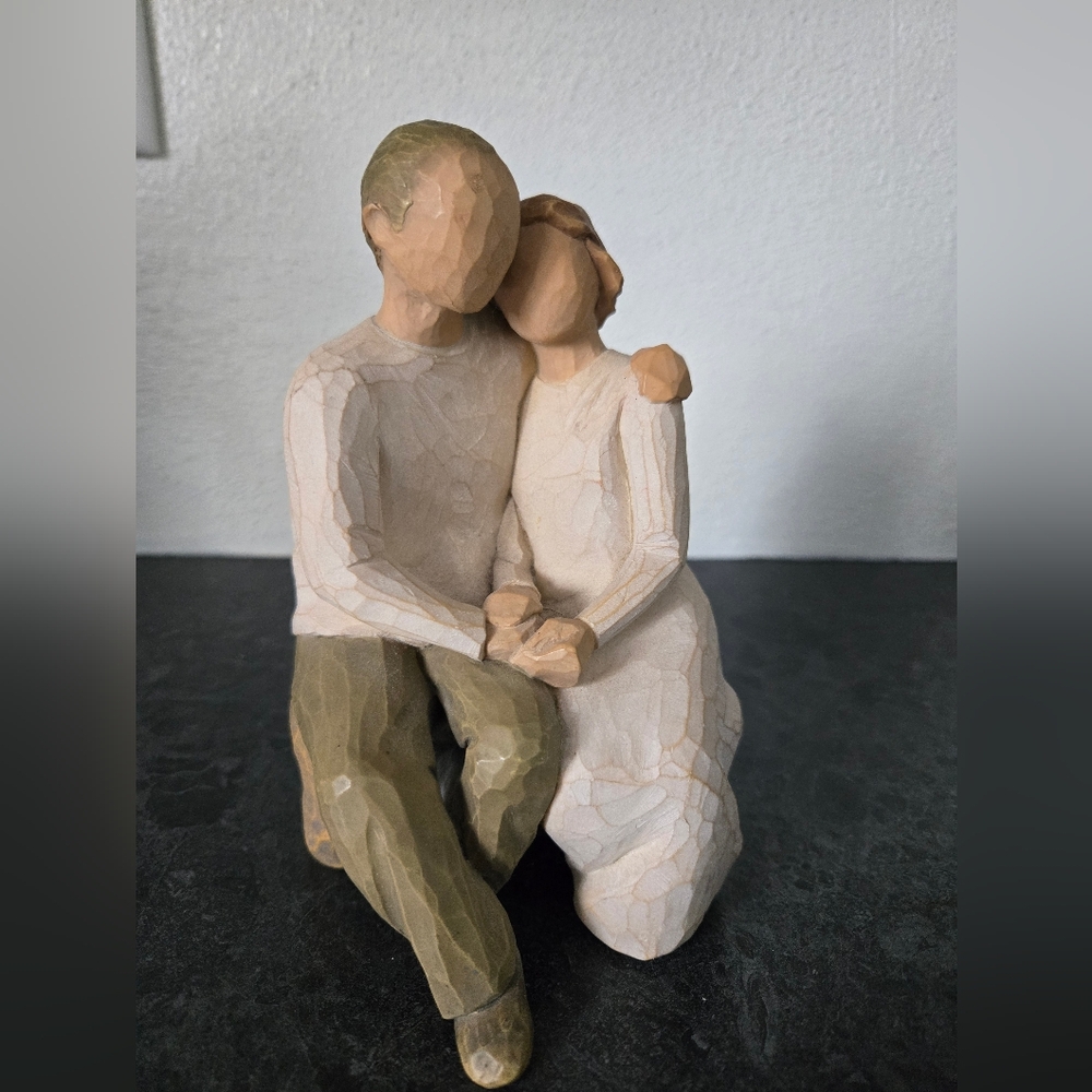 Handcrafted Neutral Couple Anniversary Figurine Sculpture - Home Art